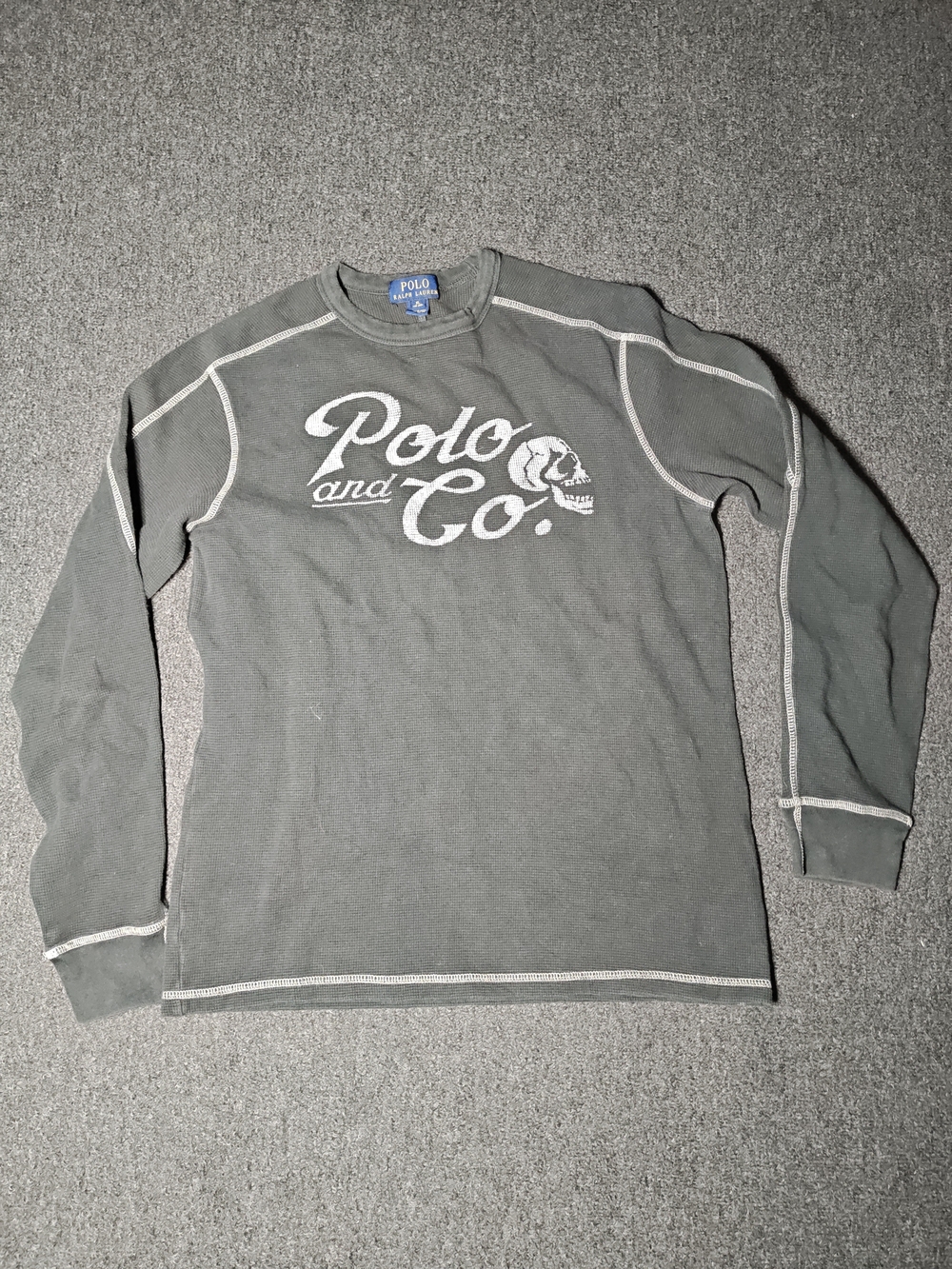 Polo Ralph Lauren Waffle Knit Long Sleeve Shirt Gray “Polo and Co" Boys Size XL